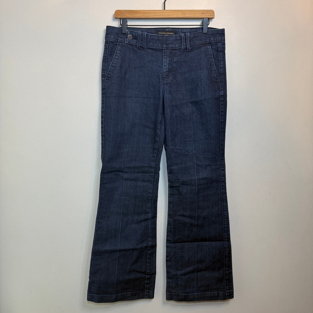 Banana Republic Women's Dark Wash Wide Leg Trouser Jeans Size 30/10